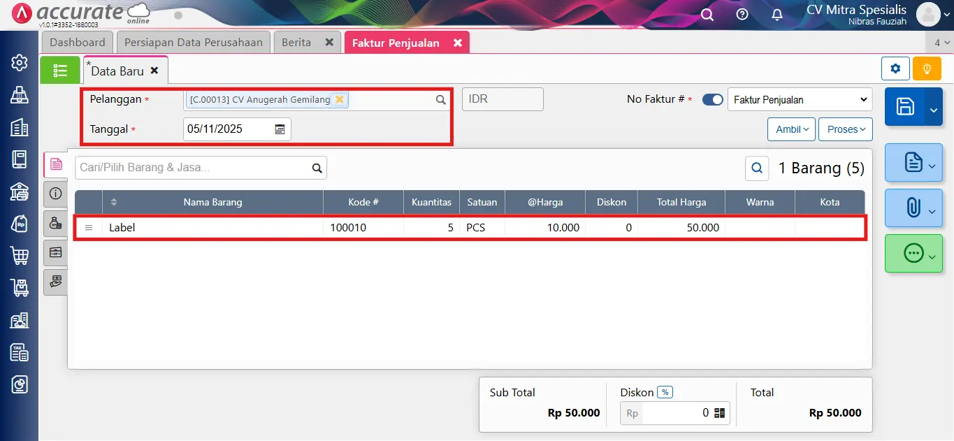 Mencatat uang muka penjualan sebagian